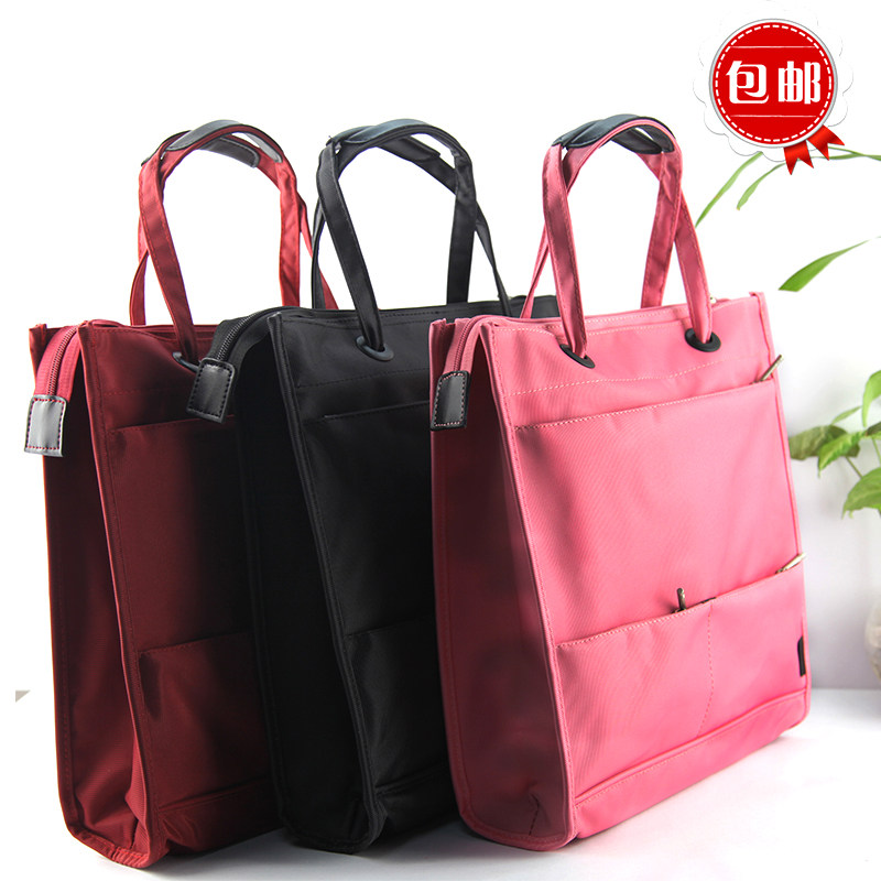 Office Package Women Customized LOGO Computer Information Business Multilayer Handmade Paper bag Official canvas briefcase Single shoulder