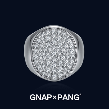 Full moissanite signet ring sterling silver hip hop men's tail ring