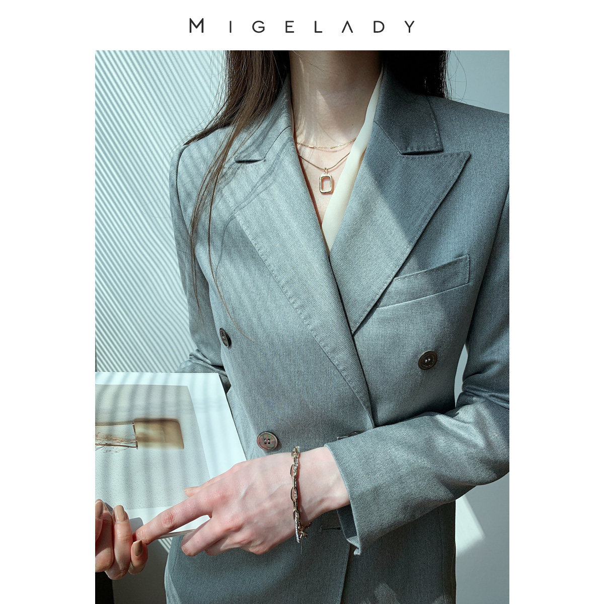 Gray suit coat design sensitive small small professional clothing suit feminine temperament