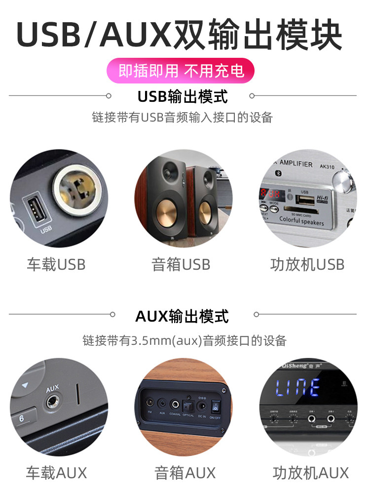 Wuling Hongguang Mini Bluetooth Receiver Ev Car USB Bluetooth Adapter Modified for Special Use with Dual Output