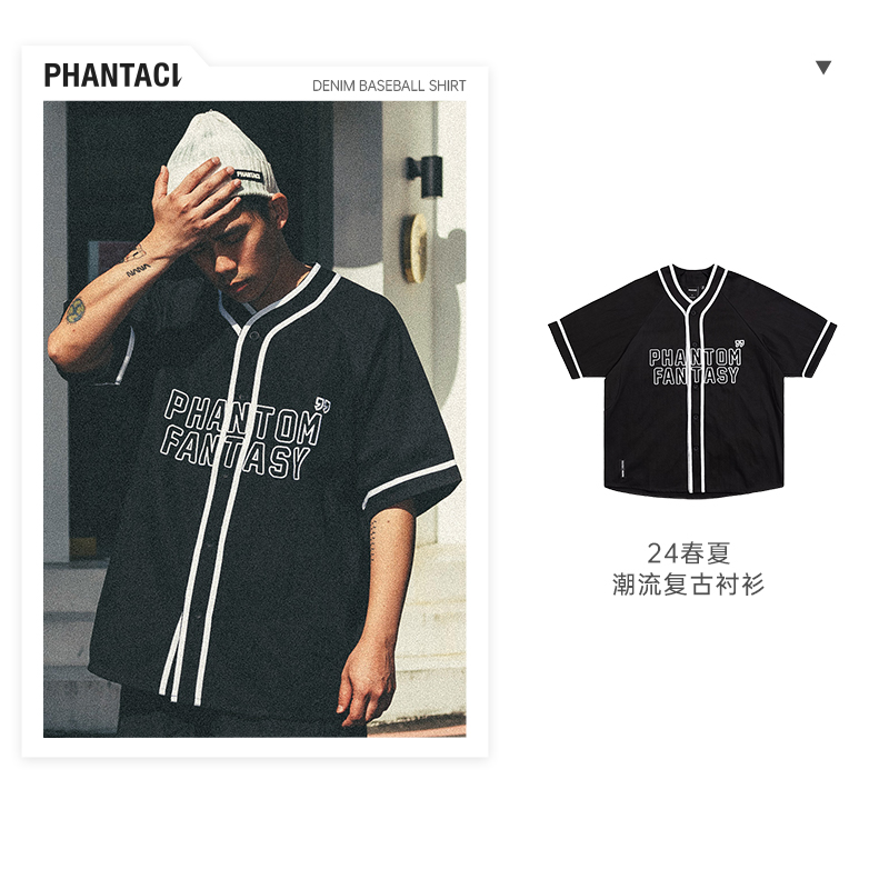 PHANTACi Fantasy ジェイ・チョウ タイドブランド 2024 夏 新作 Tシャツ ベースボールシャツ メンズ 半袖