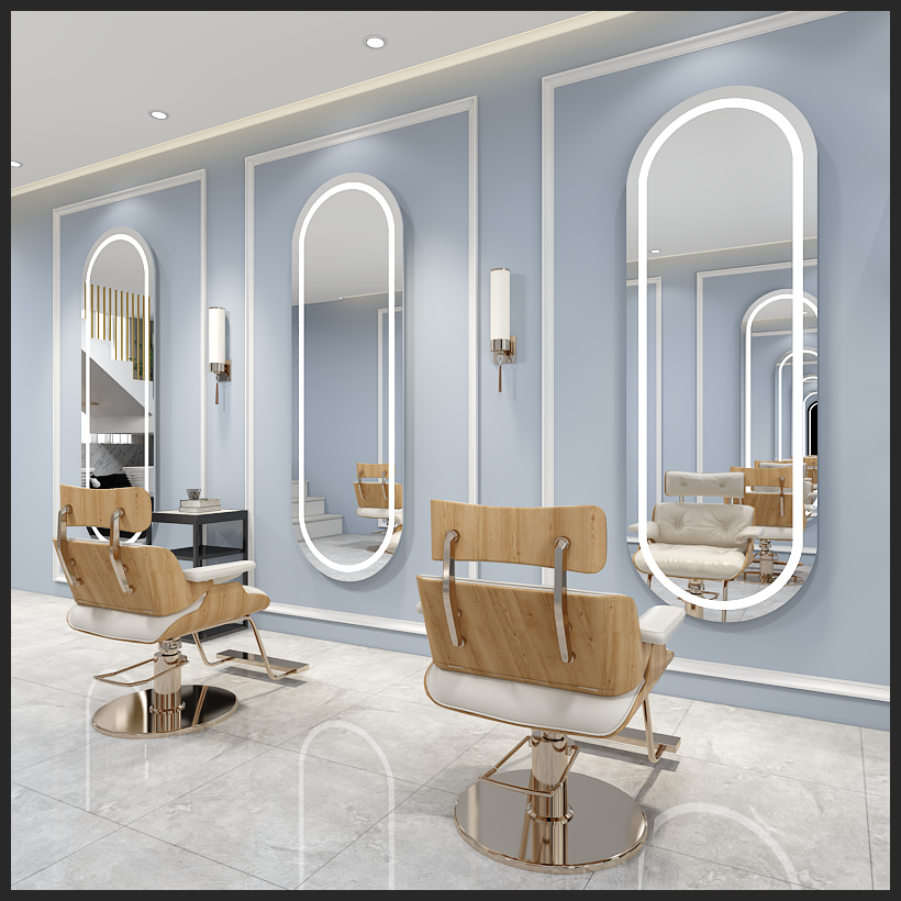 Modern minimalist hairdresse shop mirror table tennis red high cleaning up shop mirror hair salon special hair cut mirror wall-mounted leaning against wall