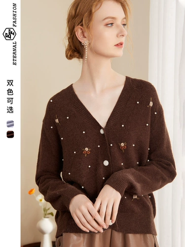 Весенний трикотажный свитер, куртка, кардиган, ретро милый лонгслив, V-образный вырез, коллекция 2023