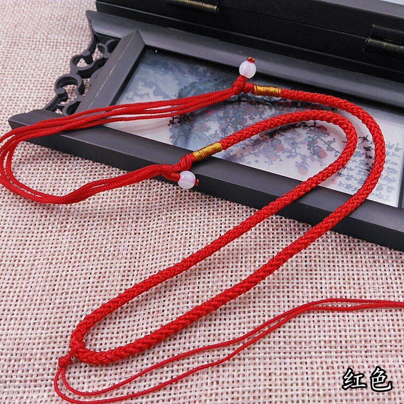Two beads red agate jade rope diy hand-woven lanyard pendant lanyard gold jade with necklace rope red rope