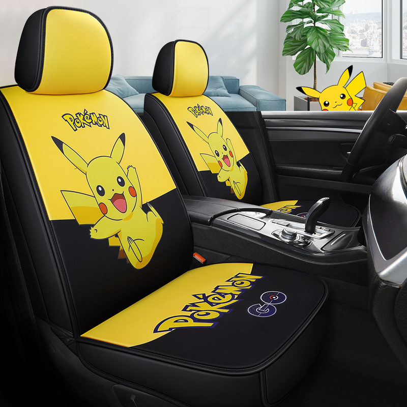 Pikachu car seat cushion summer cartoon four seasons universal full surround seat cover seat mat net red seat cushion cover