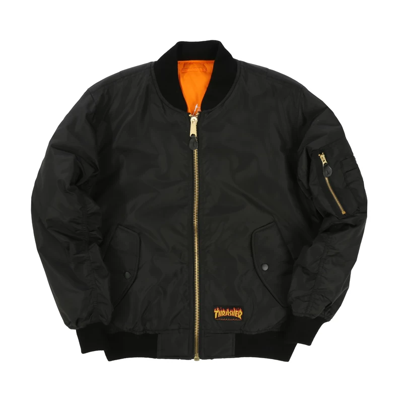 [THRASHER официальный] японская версия Flame Bomber Jacket Flame Printing Jacket Jacket
