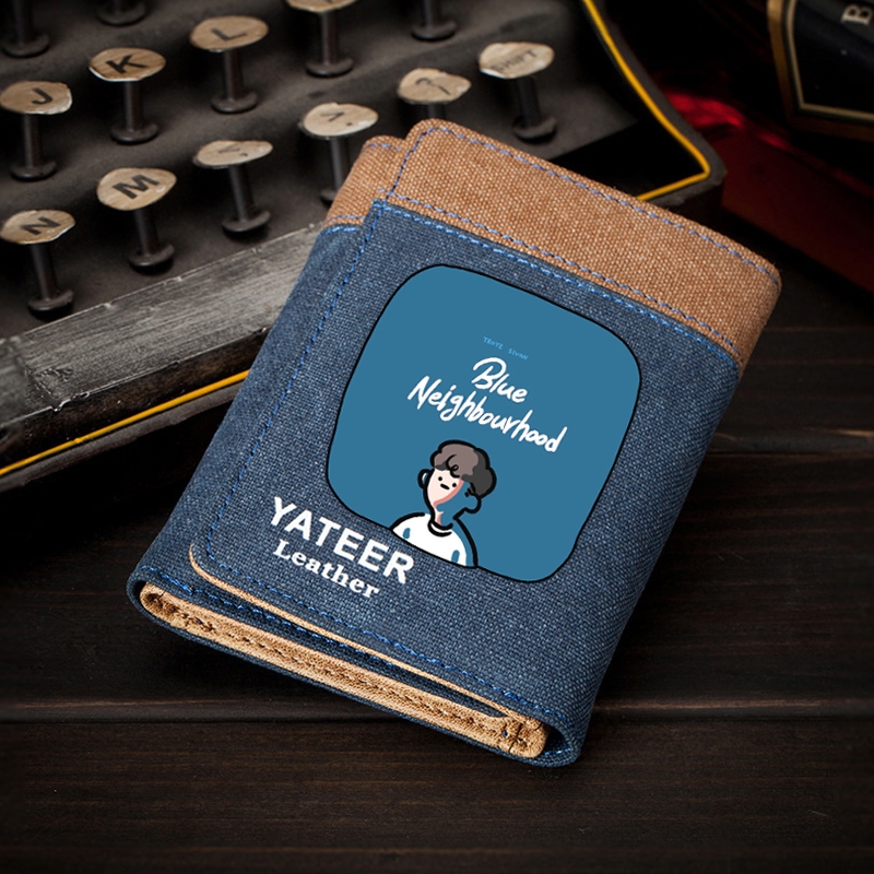 Japanese Short Features Men's College Students Canvas 2023 New Trend High School Changing Wallet Boys Card Bag