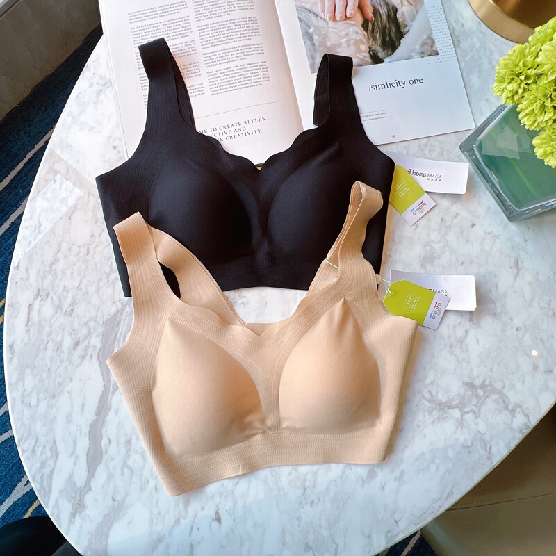 Hemu Meihua Wave Semi-Fixed Bra Seamless Wireless Japanese Sleep Bra D12B3031 Anti-Exposure Bra