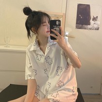 Summer 2022 new sweet cute bear short sleeve coat shorts pajamas home clothes in wind suit women