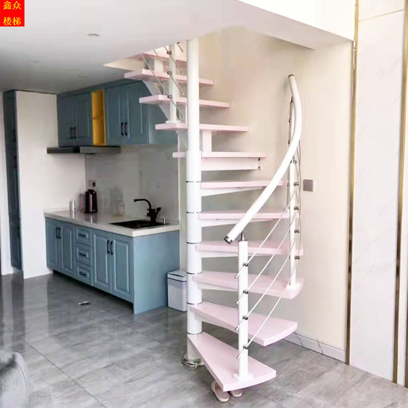 Rotating Staircase Center Column Spiral Arc Fan-Shaped Solid Wood Step Board Apartment Attic Duplex Two-Story Floor Paint-Free Ladder Rotating Staircase Center Column Spiral Arc Fan-Shaped Solid Wood Step Board Apartment Attic Duplex Two-Story Floor Paint-Free Ladder