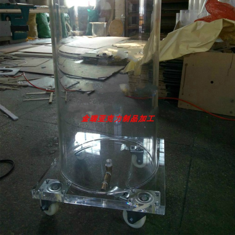 Plexiglass tube processing Transparent acrylic bucket Add universal wheel at the bottom to move and add ball valve