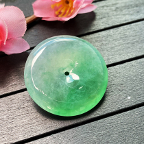 Colorful Yunnan Burma A goods natural jade belt certificate ice species bright green safety buckle natural jade pendant