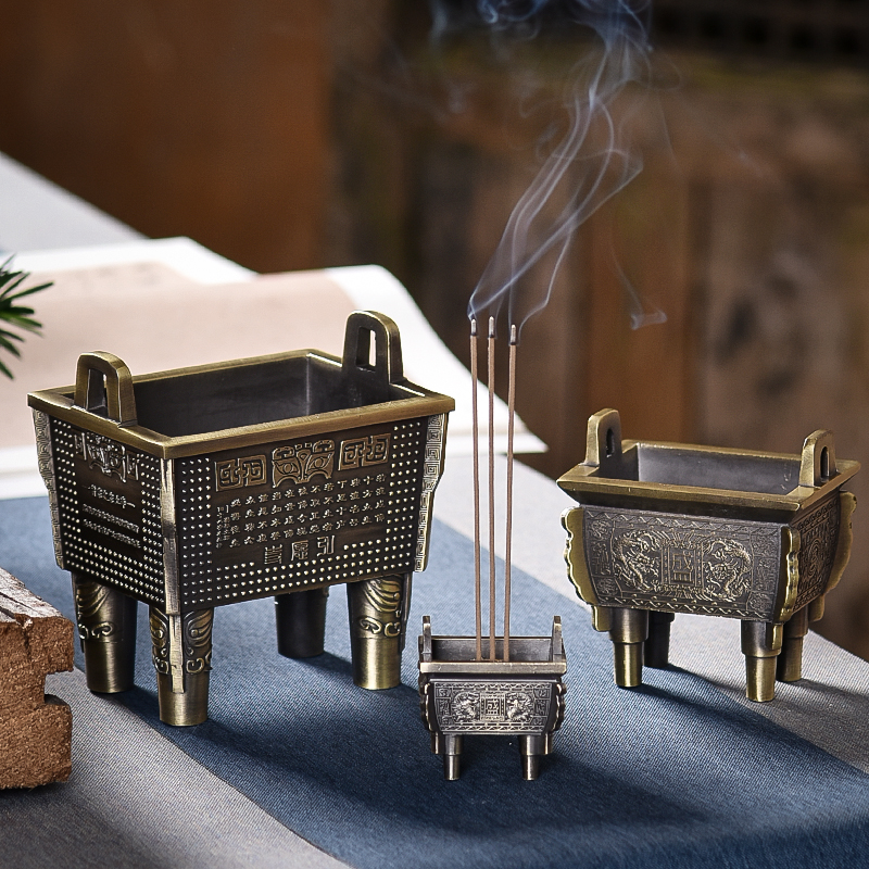 Line aroma pure copper tea ceremony fragrance household alloy retro aroma furnace for Buddha large-scale furnace