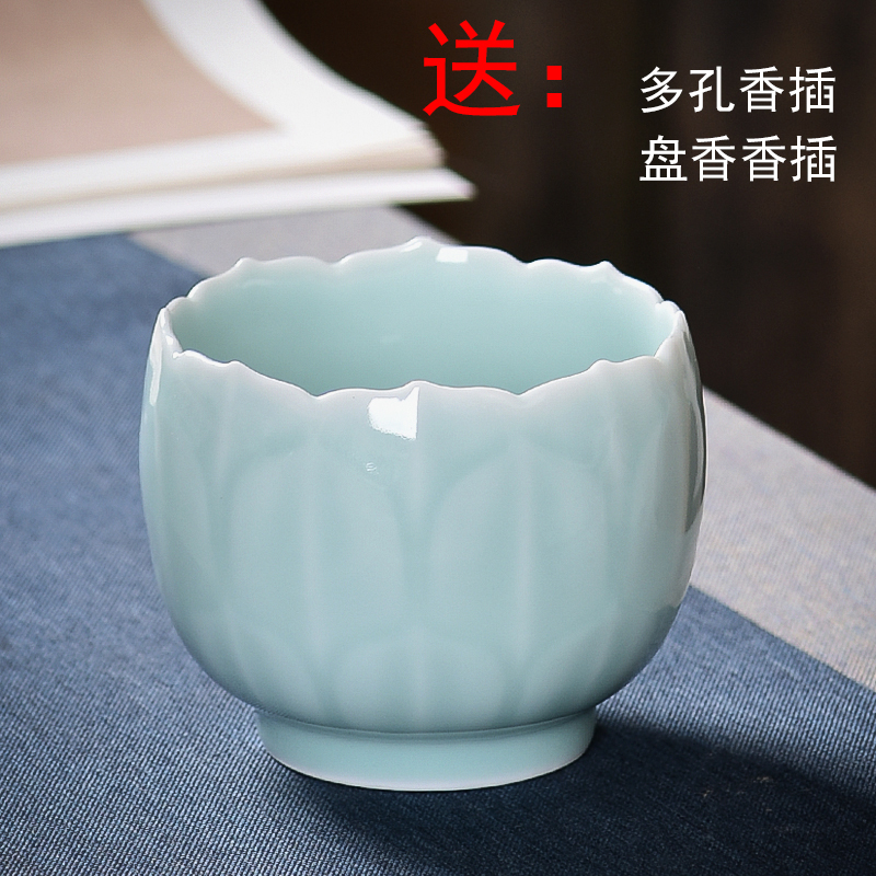 Net hidden incense stove Home Indoor room Artisanal Imitation Ancient Carved Hualien Petal Inserted Incense for Buddhist Incense Ceramic Dish Incense