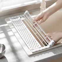 Foldable dish drain rack silicone kitchen rack sink multi-functional fruit and vegetable rag sponge pool curtain