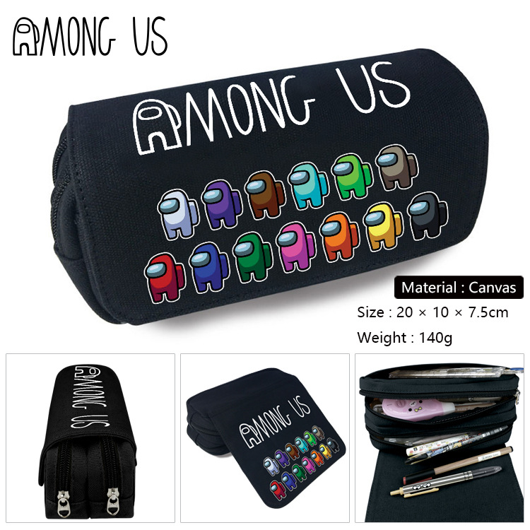 Space werewolf kills Amongus creative cartoon student boy fashion pencil case around the pen bag space werewolf kill canvas pencil case boys and girls student anime stationery pencil case
