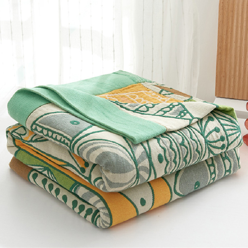 Nordic All-Cotton Gauze Towel Blanket, Pure Cotton Summer Thin Cotton Gauze Summer Cooling Blanket, Air Conditioning Cover Blanket for Sofa Use