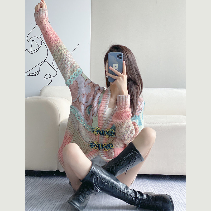 Early autumn chic lazy sweater design sense niche 2021 new women's jacket knitted cardigan women's spring and autumn outer wear