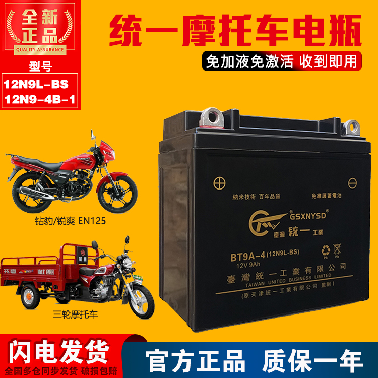 12v9AH Tricycle Motorcycle Cell Maintenance-free 12N9-4B-1 Silver Leopard Ruihuang Unified Ancient Vietnam 150 dry batteries