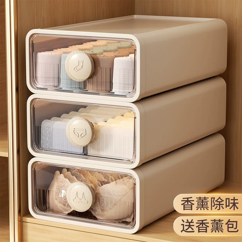 Underwear Storage Box, Drawer-Type Box for Socks and Intimate Clothing, Household Compartmentalized Organizer, Three-In-One Magic Tool