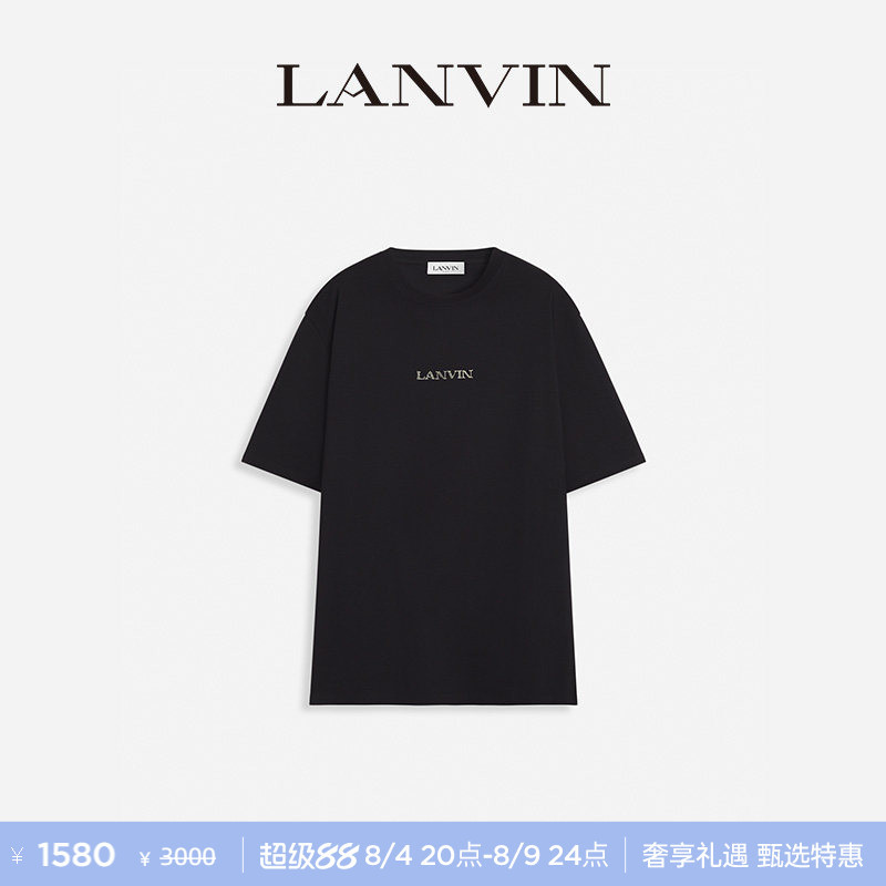 Lanvin Unisex Spring/Summer Casual Loose Logo Simple T-Shirt Short Sleeve