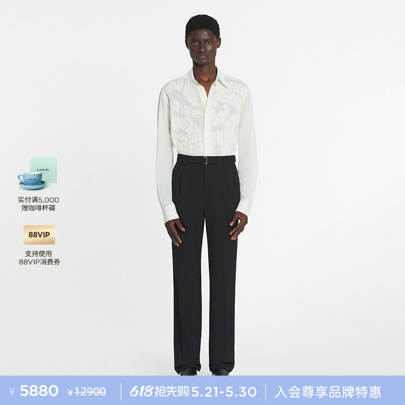[Interest-Free for 3 Periods] Lanvin Men's Spring and Summer Artistic Floral Print Long-Sleeved Shirt Top