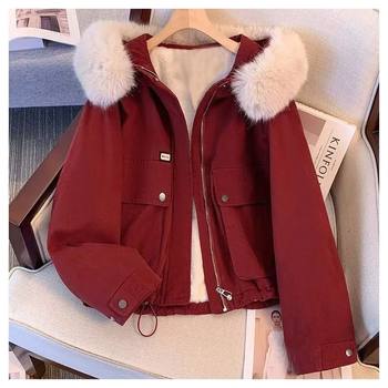 Cotton-padded workwear retro style overcoat for petite women Cotton-padded workwear retro style overcoat for petite women