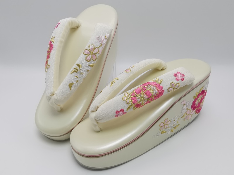Japanese-Style Women's Wooden Clogs, Mid-High Heel Straw Sandals, Kimono Yukata Shoes, Flip-Flops, Cosplay Shoes, Embroidered, Non-Jk, Floral, Sweet
