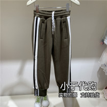 F1GHA4129 PEACEBIRD Kids Mini Peace2020 Winter New Boys Plus Velvet Knit Pants