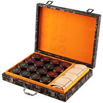 Chinese Chess Set Ebony Sandalwood Large Wood Chess Leather Folding Board Gift Box Adult Children