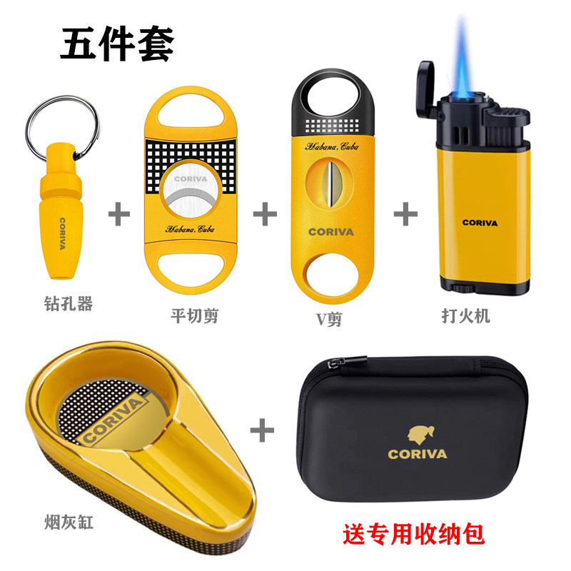 キューバ産葉巻用はさみセット、携帯用タバコカッター、鋭利なV字型カッター、葉巻ドリル、丸穴パンチ、葉巻ツール。