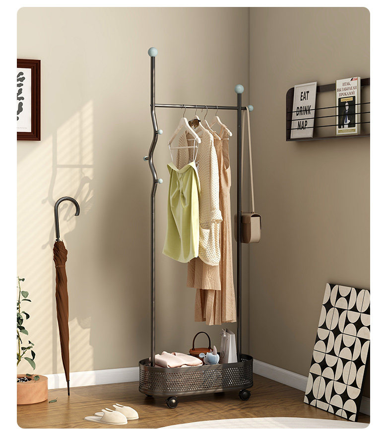 Вешалка 速立普中古风衣帽架衣服收纳层架客厅阳台晾衣架家用卧室落地挂衣架 Shulipu