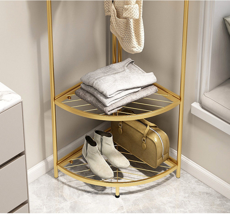 Вешалка 卧室落地转角衣帽架家用简易角落挂衣架床边晚上放衣服置物架神器 Shulipu