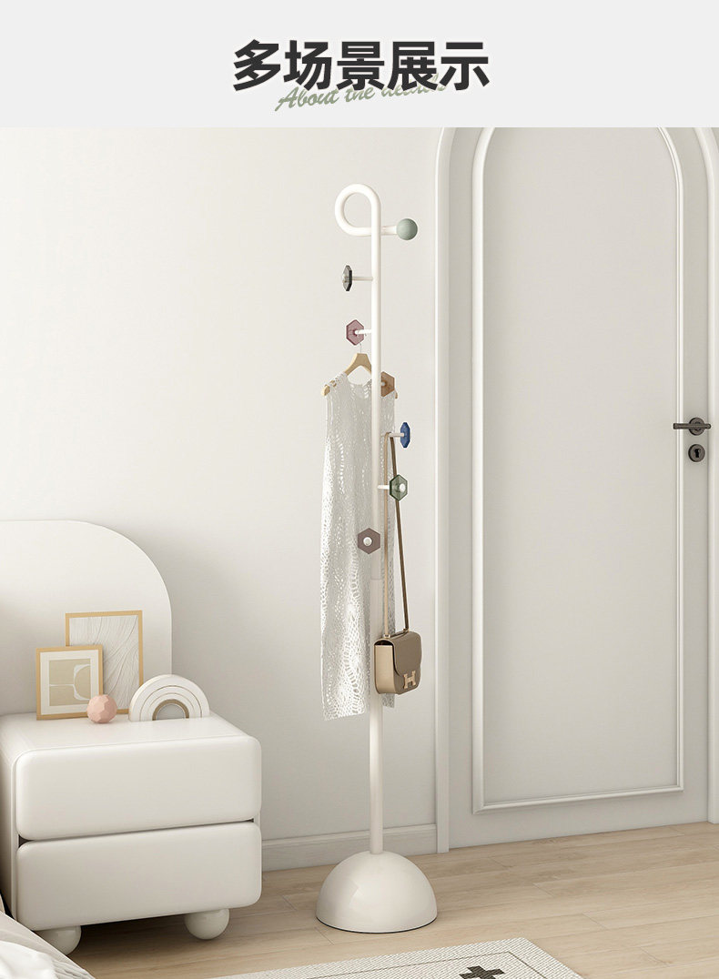 Вешалка 立式衣架落地卧室挂衣架客厅移动小型衣帽架家用铁艺衣服收纳层架子 SHULIPU