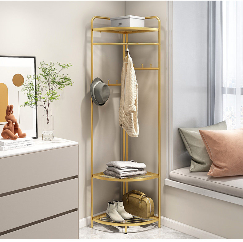 Вешалка 卧室落地转角衣帽架家用简易角落挂衣架床边晚上放衣服置物架神器 Shulipu