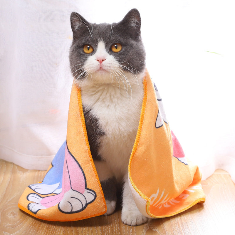 Kitty Towel With Bucket Cat Dog Pets Speed Dry Bath Towels Pro Skin Thickening Double Layer Fiber Absorbent Towel