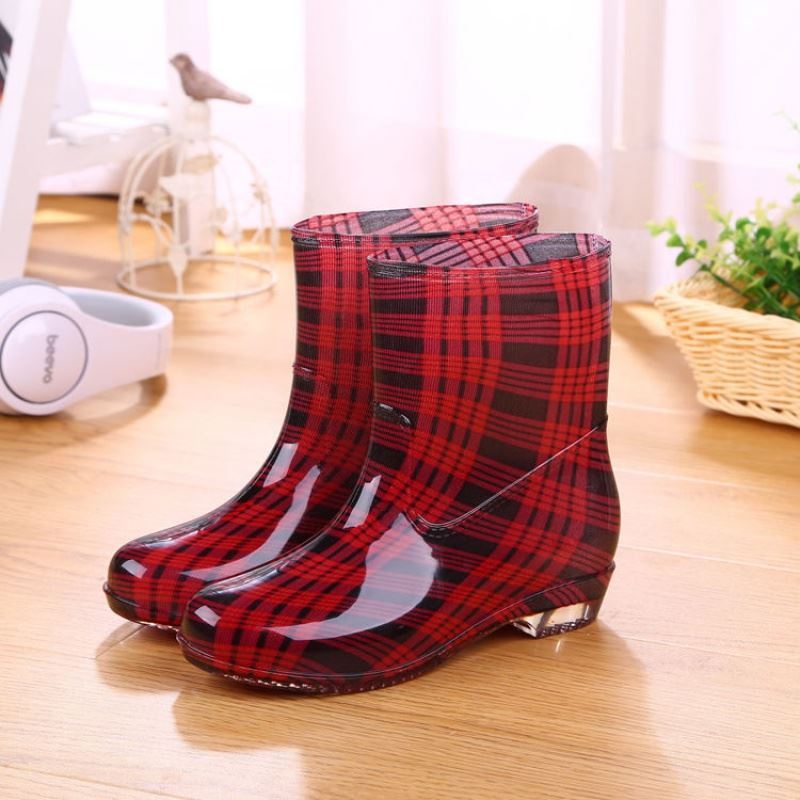Fashion adult female rain boots rain boots plus velvet cotton non-slip warm short tube water shoes rubber shoes overshoes kitchen water boots low tube