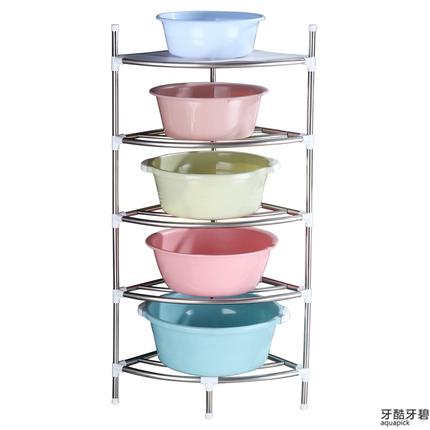 Stainless steel washbasin shelf bathroom shelf floor-standing triangular bathroom toilet plastic basin storage