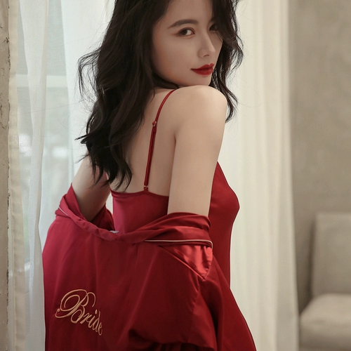 Длинный банный халат для невесты, красная пижама, платье, изысканный стиль, для подружки невесты