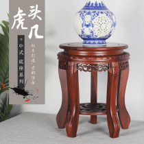 Redwood round fish tank base flowerpot ornaments handicraft large vase stone head wine altar solid wood bonsai bracket