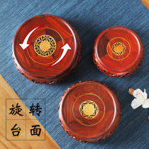 Solid Wood round rotating base fish tank vase stone teapot bonsai ornaments raised bracket wood carving decorative ornaments