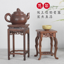 Chicken winged Wood small flower stand flower potted meat ornaments mahogany crafts base wood carving strange stone Jade Solid wood bracket