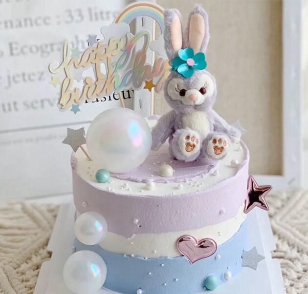 Net red purple rabbit cake decoration plugin decoration plugin for rabbit princess birthday plush dough decoration