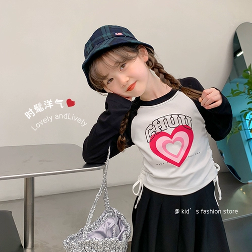 Хлопковый осенний приятный телу лонгслив, подходит для подростков, круглый воротник, впитывает пот и запах, в корейском стиле