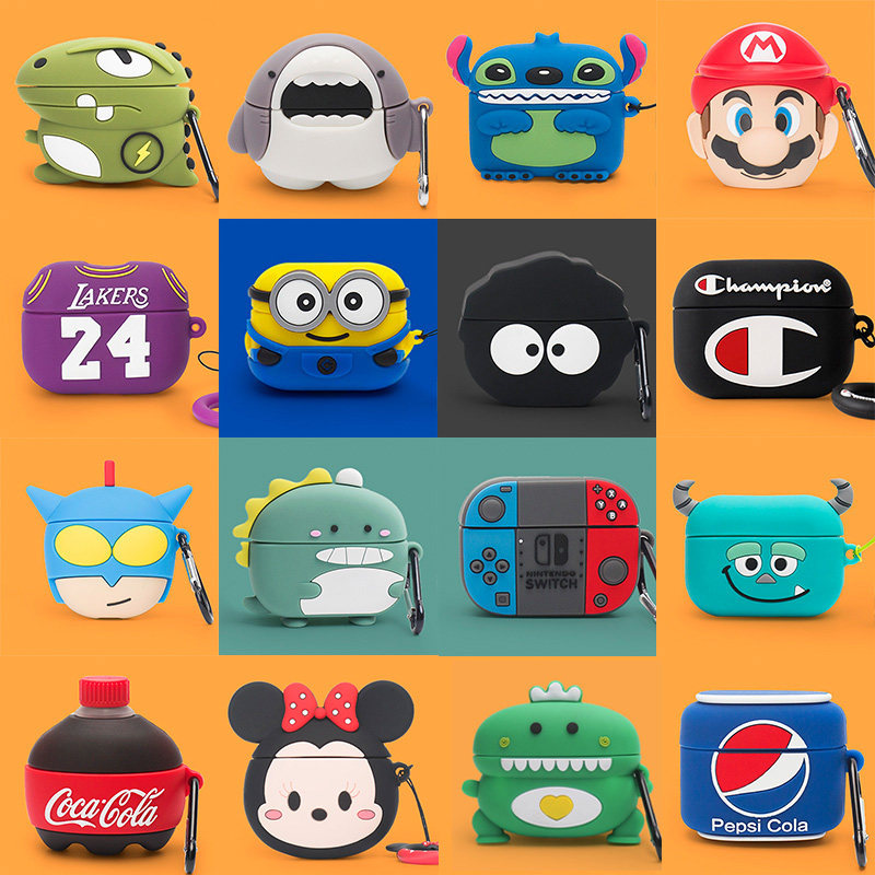 Applicable to Airpods Pro protective suit for Airpodspro wireless Bluetooth headset three generations of silicone soft shell Airpods3 cute cartoon Huaqiang North 3 sets