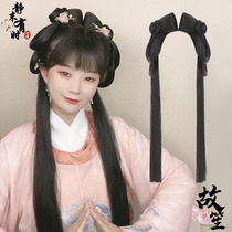 Hanclo wig ancient court wind style butterfly soft bun lazy hair package old style pad hair pad hair pack