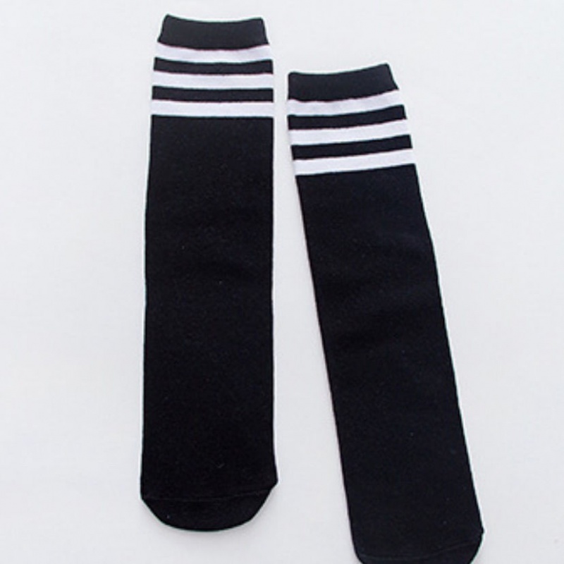 Medium Socks & 2 Black And White StripesLeg socks long and tube-shaped Hosiery children Korean version spring and autumn summer Middle cylinder black ins trend black Over the knee jk silk stockings
