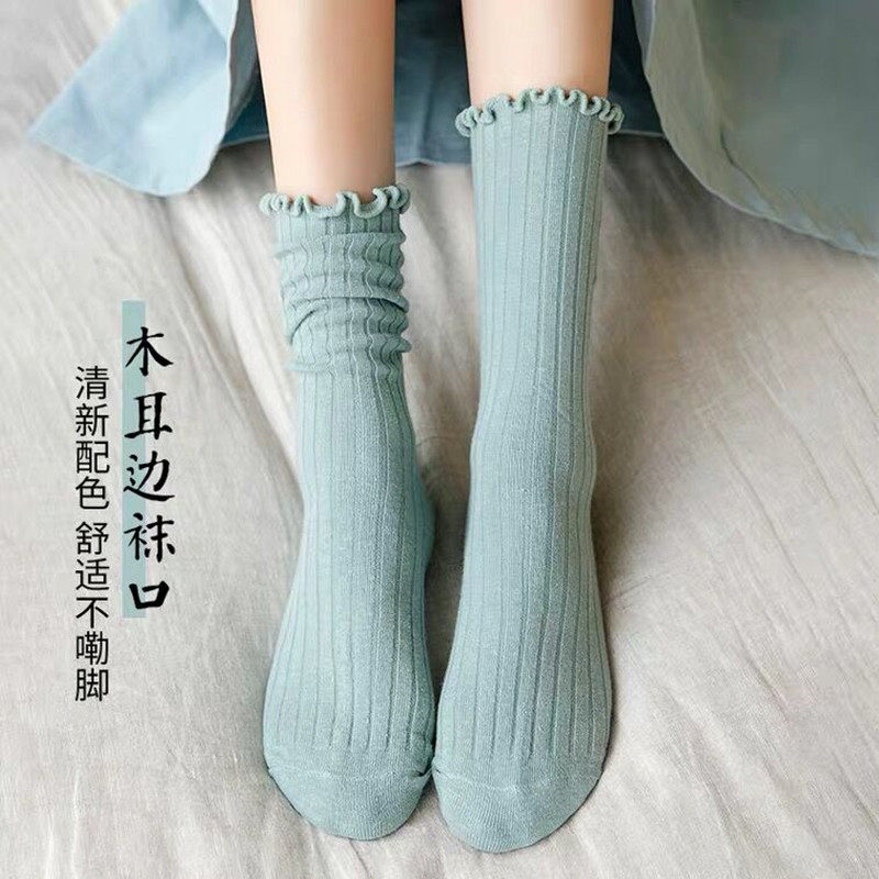 Yuezi cotton socks pregnant women high tube postpartum summer thin tube grandmother female middle-aged cotton loose short socks