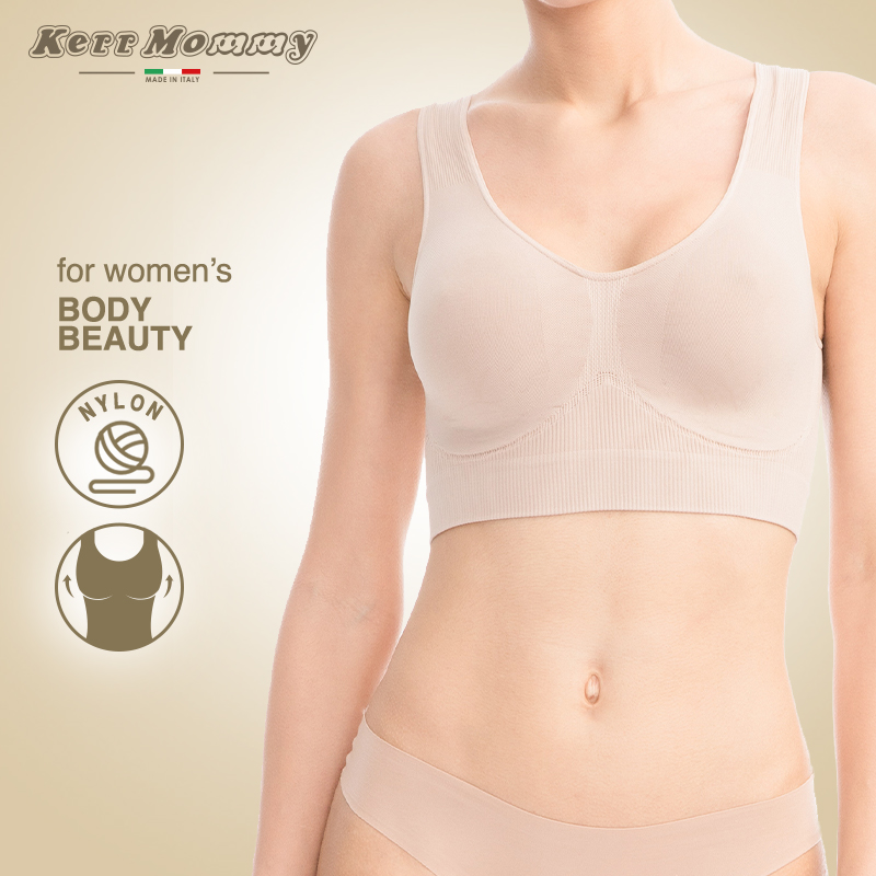 Kerrmommy imported wide shoulder straps gathered bra high breathable slip breast tank top style sports yoga underwear