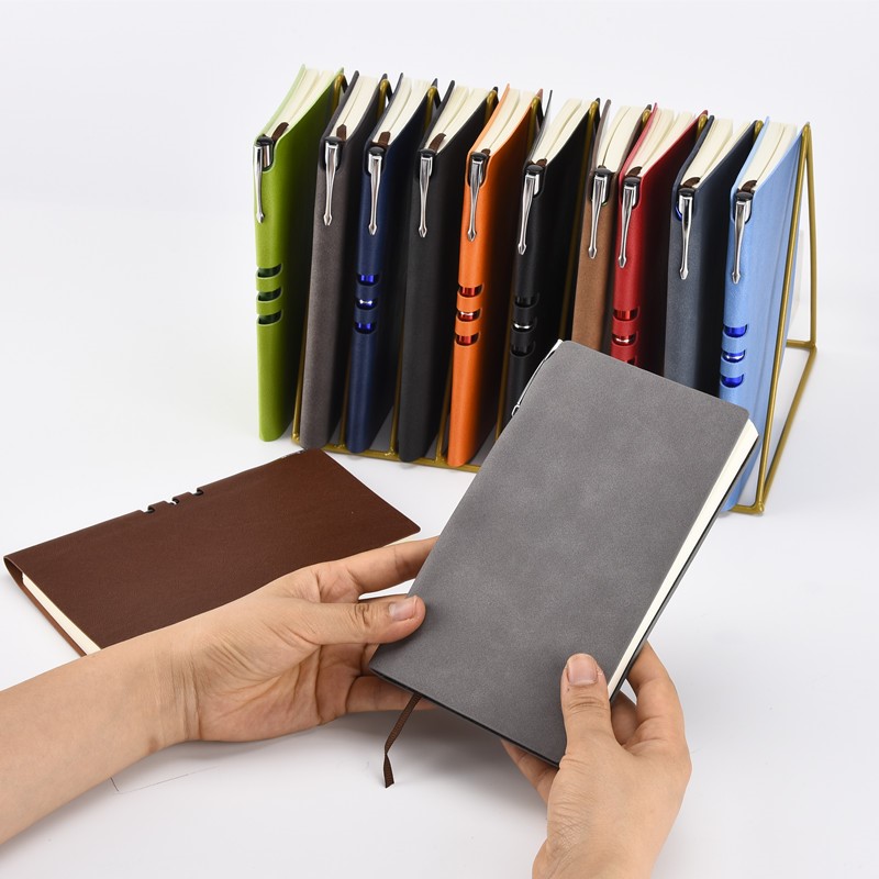 A6 Office Soft Leather Notepad Can Insert Pen Student Notebook Portable Pocket Book Custom LOGO Advertising Gift